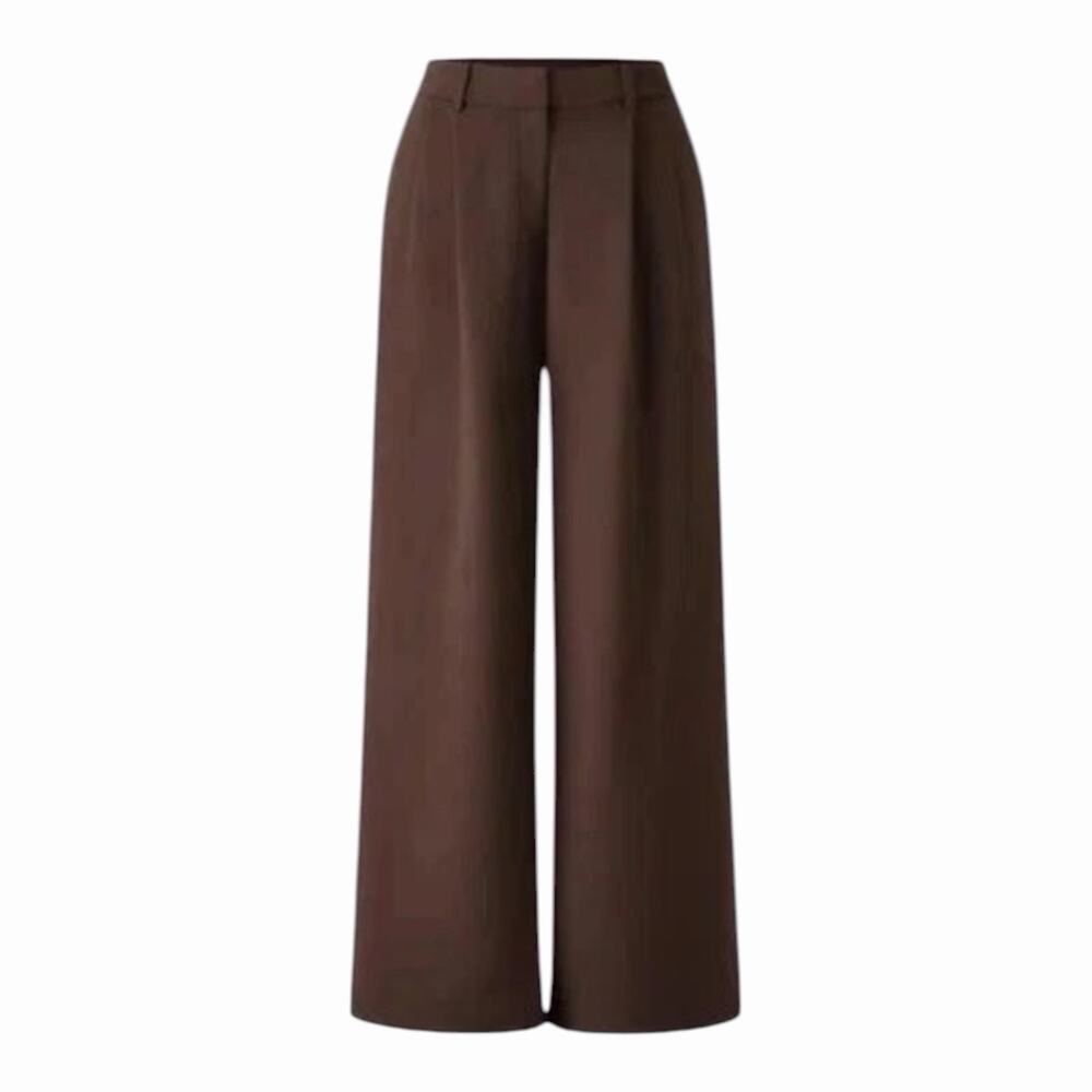 OGL Rich Hickory Brown Pleated Front Wide Leg Tailored Trousers Pants NWT - Picture 12 of 15